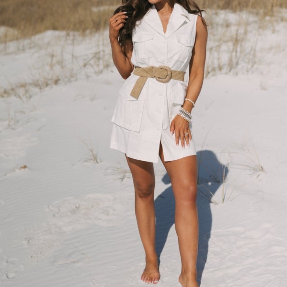 These Three - Elena Belted Mini Dress - White